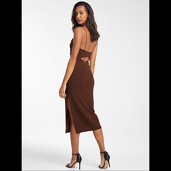 Simons Edit By Nine Irresistible Cutout Brown Bodycon Dress - Picture 3 of 11